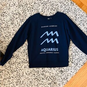 Anthropologie Aquarius Graphic Sweatshirt - Navy Blue